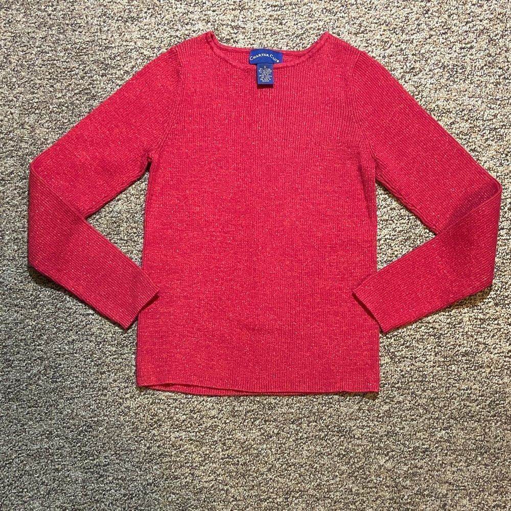 Charter Club Vibrant Red Knit Top Size S Stretch